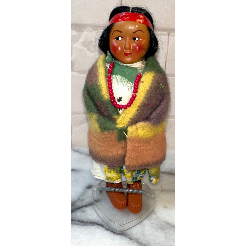 Vintage Skookum Bully Good Indian Doll 7 Inch Wool Blanket Souvenir Figurine